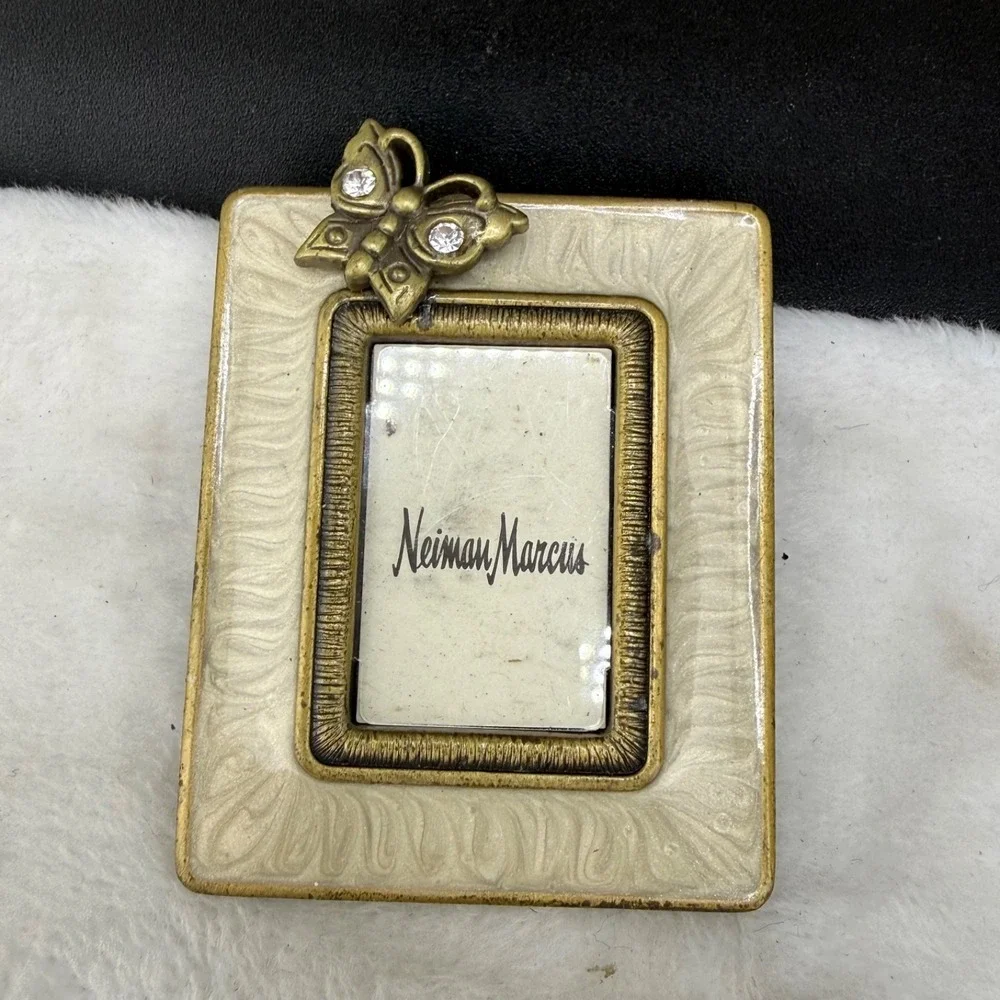 Vintage Jay Strongwater Picture‎ Frame Gold Butterfly Enamel Rhinestone Mini